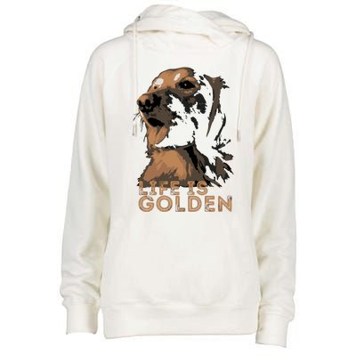 Life Is Golden Retriever Dog Premium Womens Funnel Neck Pullover Hood