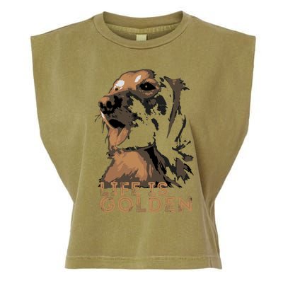 Life Is Golden Retriever Dog Premium Garment-Dyed Women's Muscle Tee