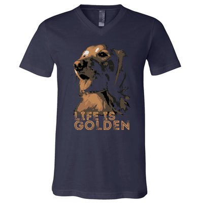 Life Is Golden Retriever Dog Premium V-Neck T-Shirt