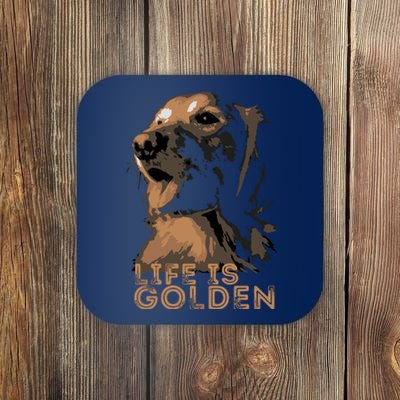 Life Is Golden Retriever Dog Premium Coaster