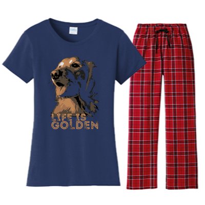 Life Is Golden Retriever Dog Premium Women's Flannel Pajama Set