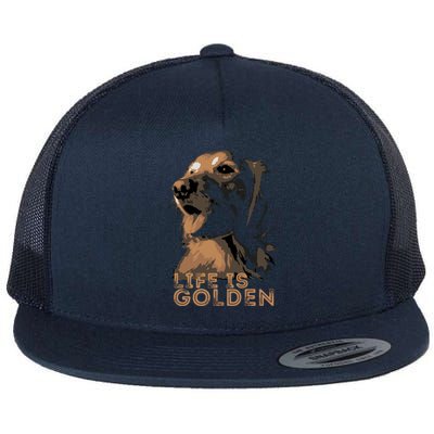 Life Is Golden Retriever Dog Premium Flat Bill Trucker Hat