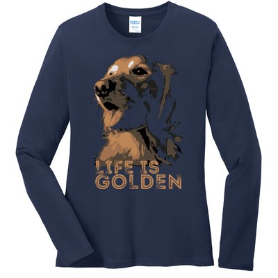 Life Is Golden Retriever Dog Premium Ladies Long Sleeve Shirt