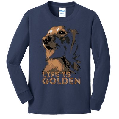 Life Is Golden Retriever Dog Premium Kids Long Sleeve Shirt