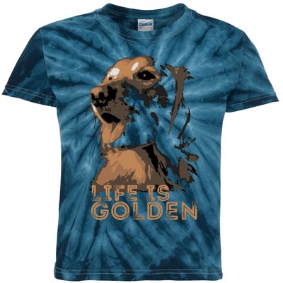 Life Is Golden Retriever Dog Premium Kids Tie-Dye T-Shirt