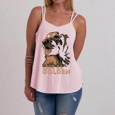 Life Is Golden Retriever Dog Premium Women's Strappy Tank