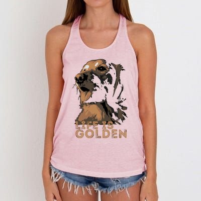 Life Is Golden Retriever Dog Premium Women's Knotted Racerback Tank