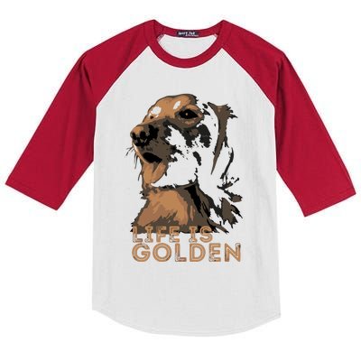 Life Is Golden Retriever Dog Premium Kids Colorblock Raglan Jersey