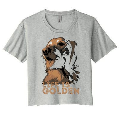 Life Is Golden Retriever Dog Premium Women's Crop Top Tee