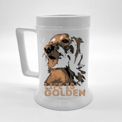 Life Is Golden Retriever Dog Premium Beer Stein