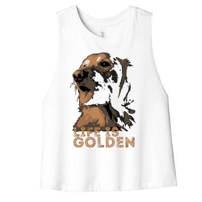 Life Is Golden Retriever Dog Premium Women's Racerback Cropped Tank