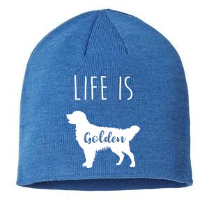 Life Is Golden Cool Funny Gift Golden Retriever Funny Gift Sustainable Beanie