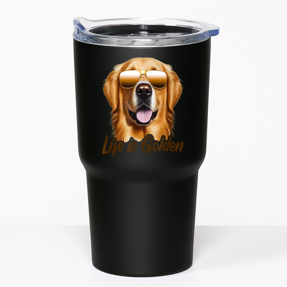 Life Is Golden Funny Golden Retriever Cute Dog Good Pet Life Tumbler