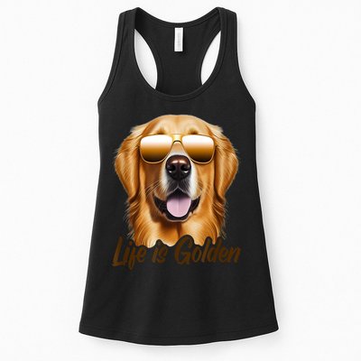 Life Is Golden Funny Golden Retriever Cute Dog Good Pet Life Womens Tank Top
