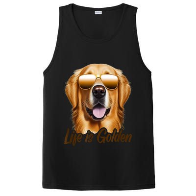 Life Is Golden Funny Golden Retriever Cute Dog Good Pet Life PosiCharge Competitor Tank