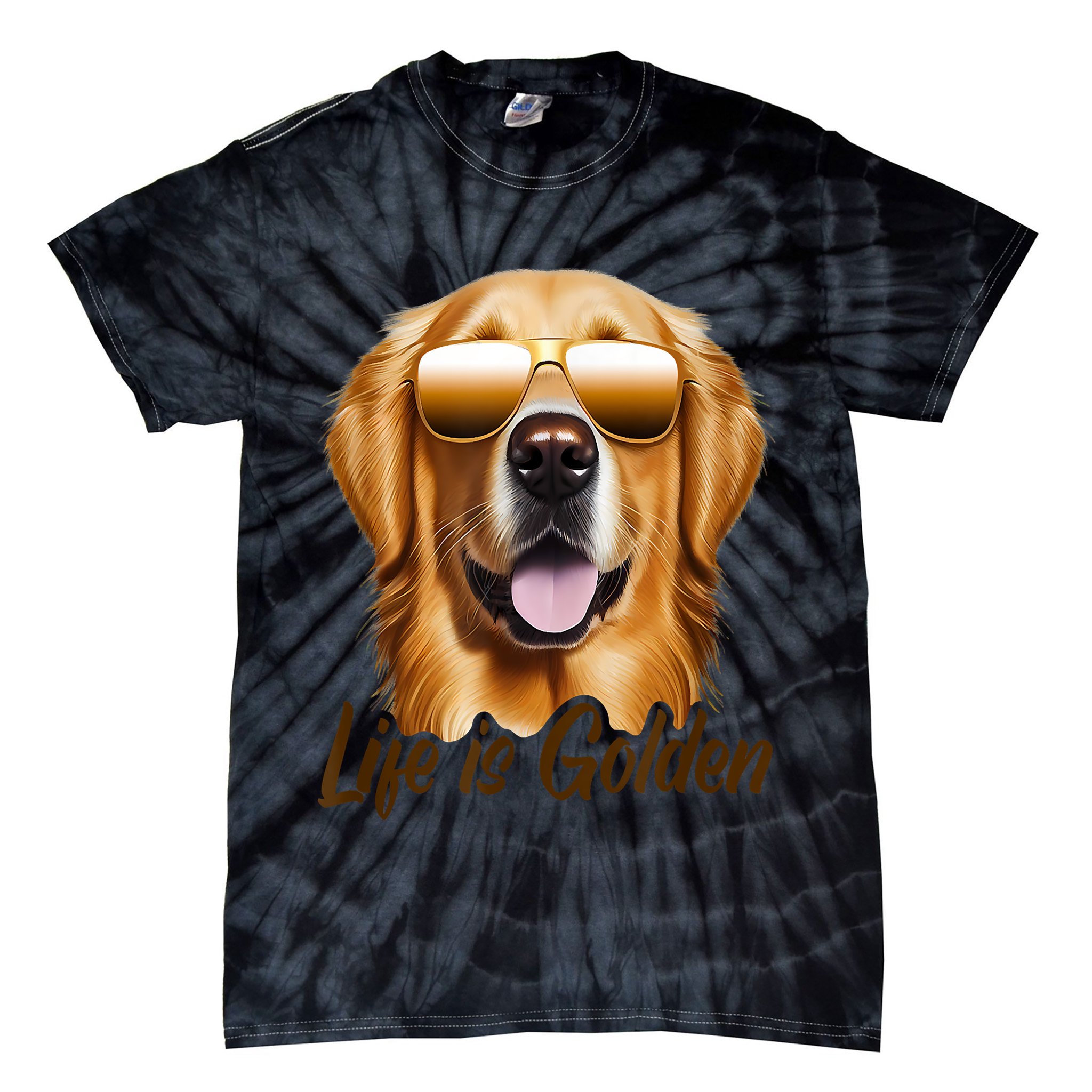 Life Is Golden Funny Golden Retriever Cute Dog Good Pet Life Tie-Dye T-Shirt
