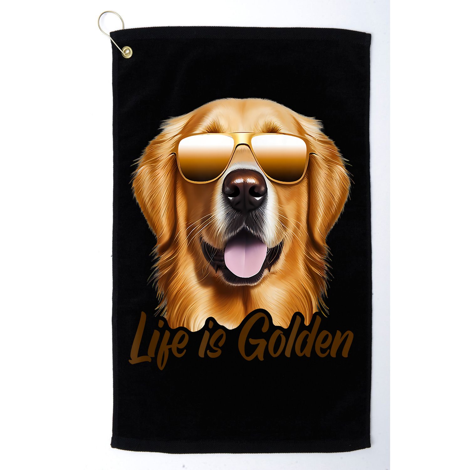 Life Is Golden Funny Golden Retriever Cute Dog Good Pet Life Golf Towel