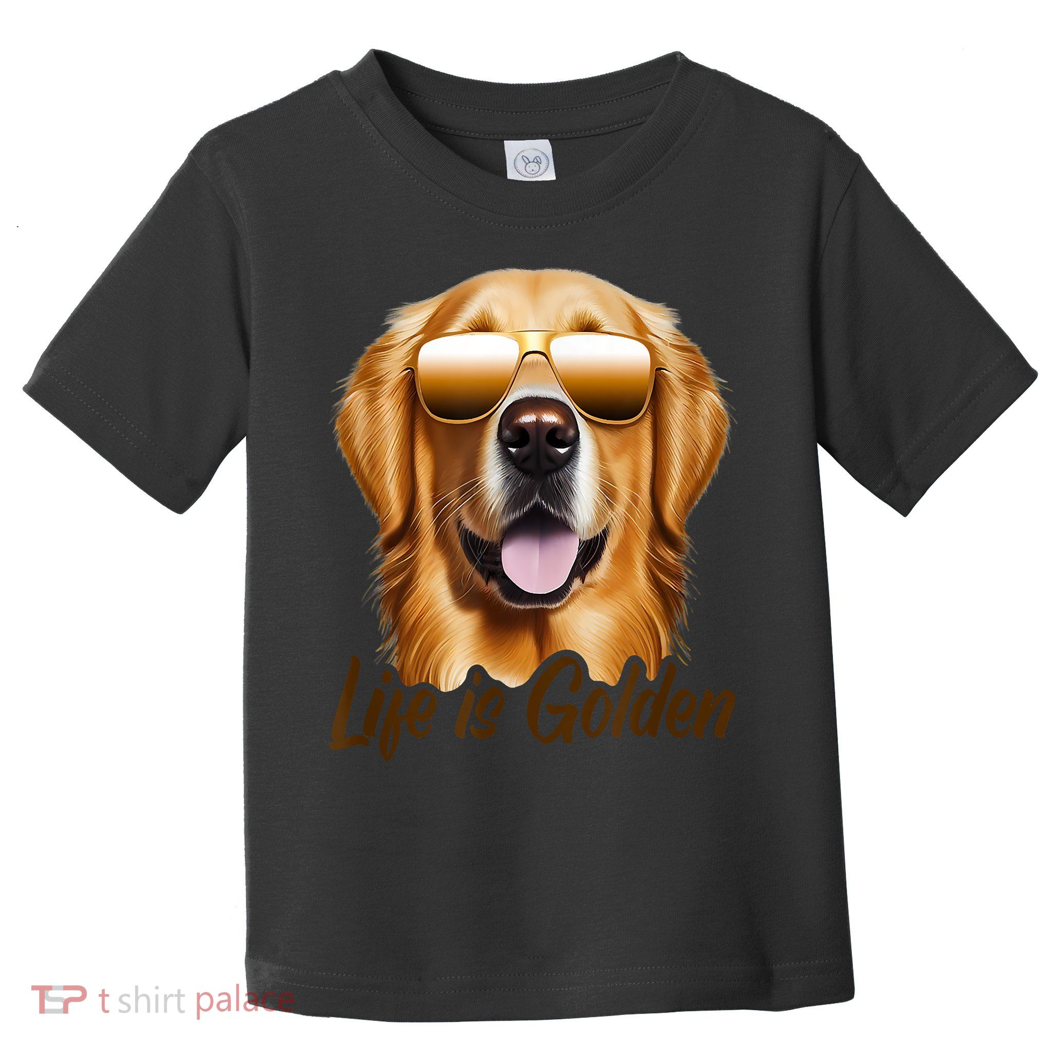 Life Is Golden Funny Golden Retriever Cute Dog Good Pet Life Toddler T-Shirt
