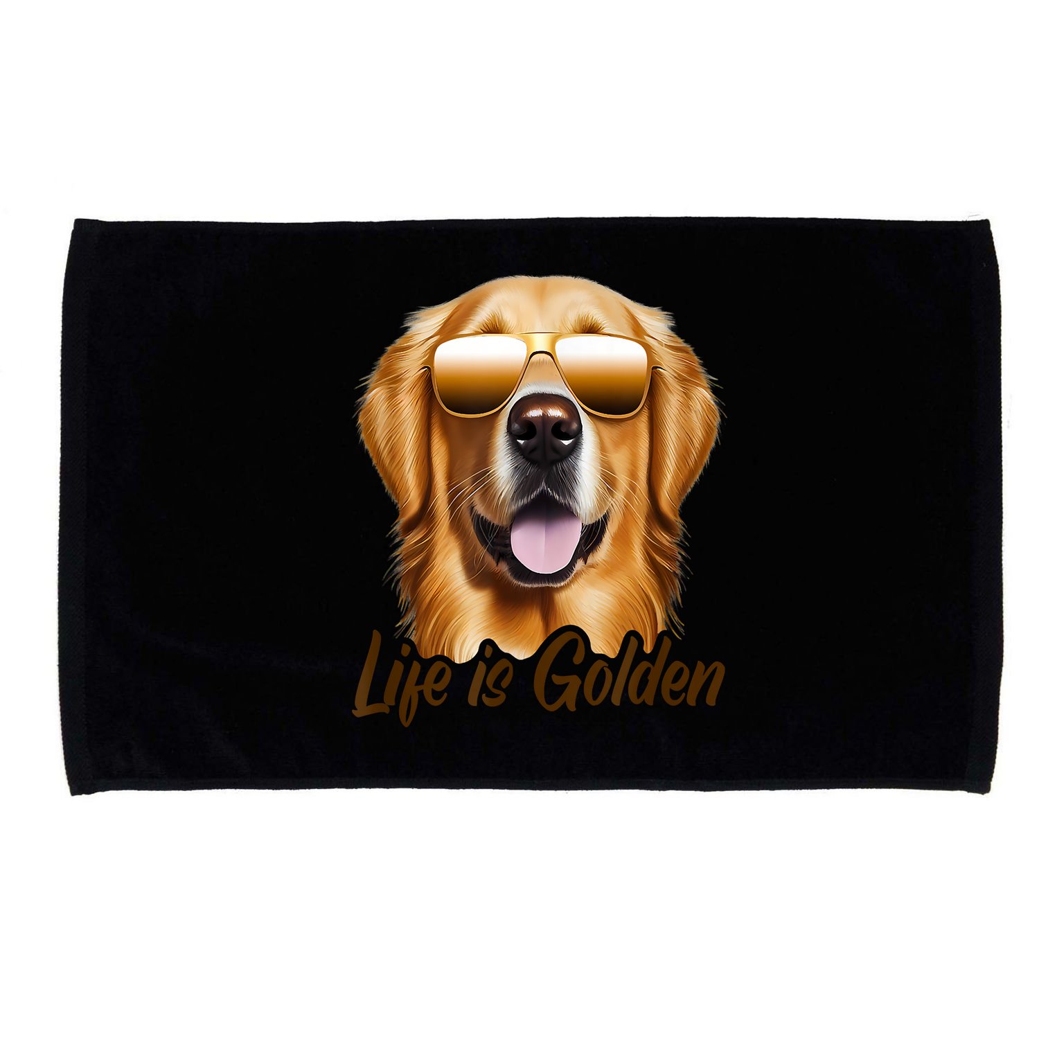 Life Is Golden Funny Golden Retriever Cute Dog Good Pet Life Microfiber Hand Towel