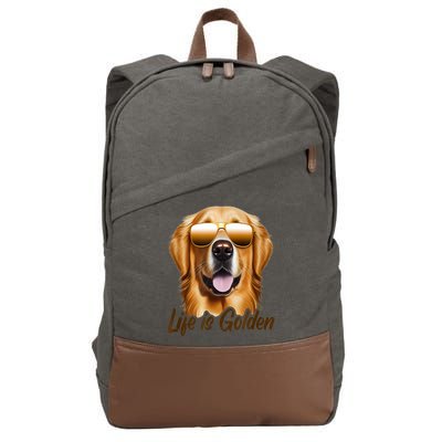 Life Is Golden Funny Golden Retriever Cute Dog Good Pet Life Cotton Canvas Backpack