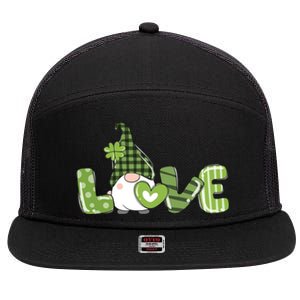 Love Irish Gnome Cute St Patricks Day 7 Panel Mesh Trucker Snapback Hat