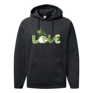 Love Irish Gnome Cute St Patricks Day Performance Fleece Hoodie