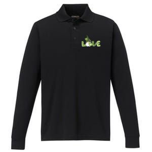 Love Irish Gnome Cute St Patricks Day Performance Long Sleeve Polo