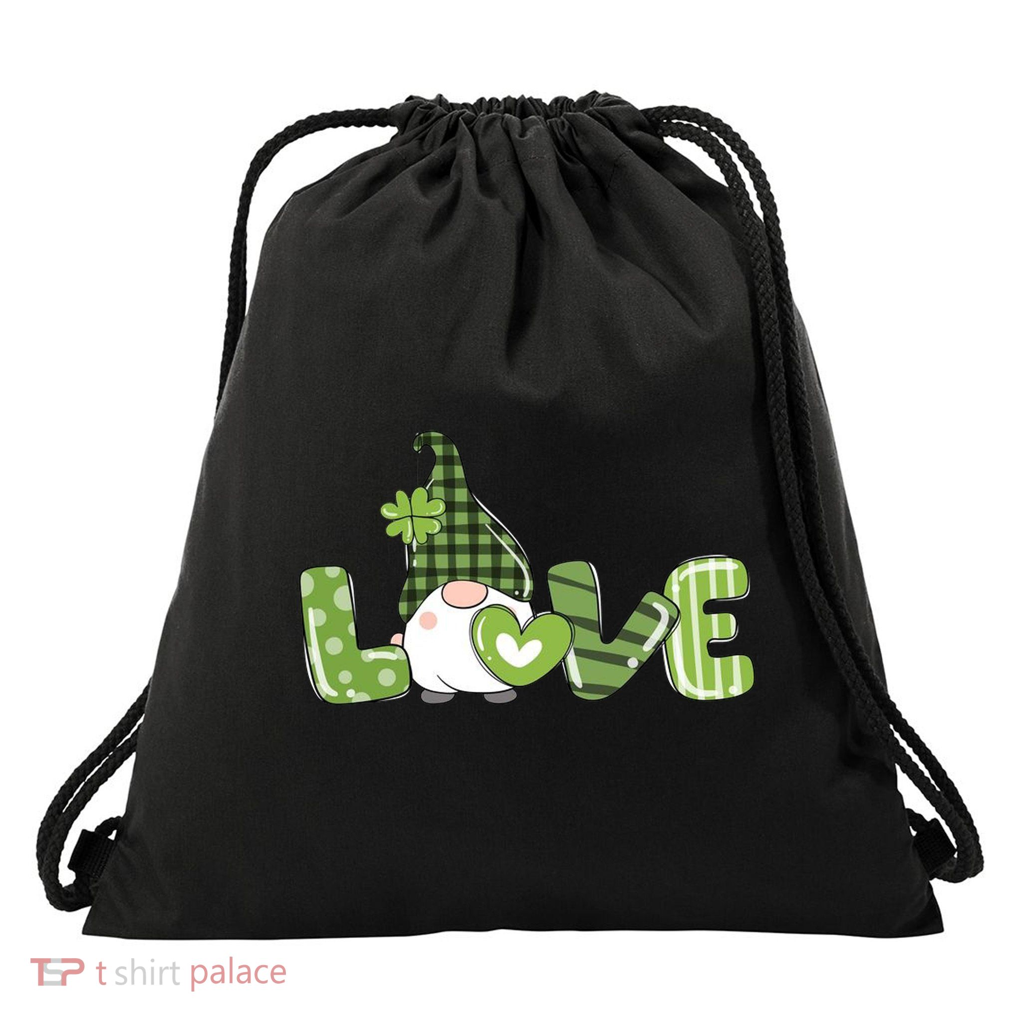 Love Irish Gnome Cute St Patricks Day Drawstring Bag