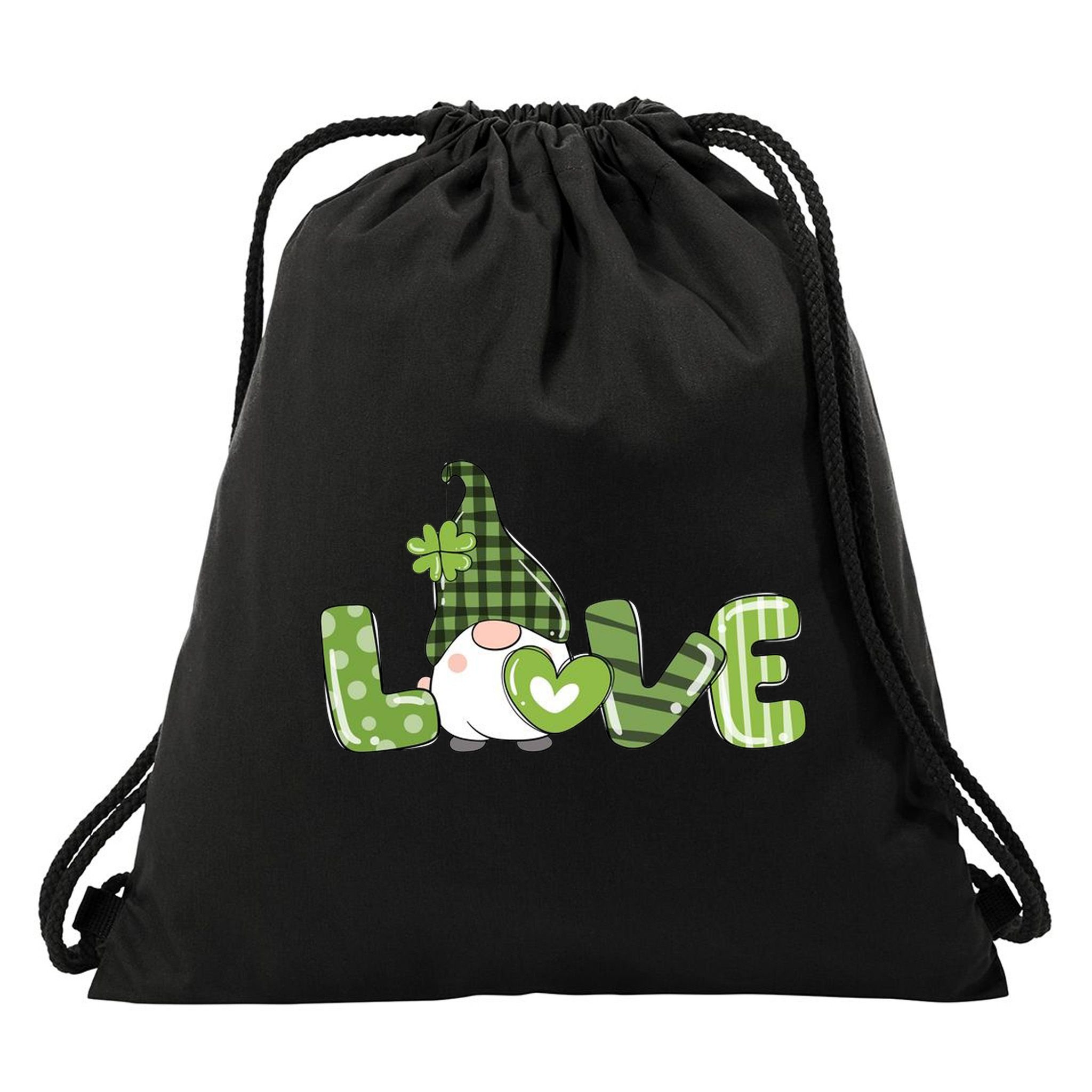 Love Irish Gnome Cute St Patricks Day Drawstring Bag