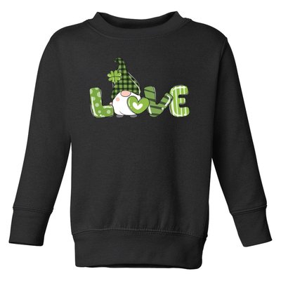 Love Irish Gnome Cute St Patricks Day Toddler Sweatshirt