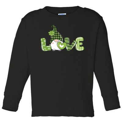 Love Irish Gnome Cute St Patricks Day Toddler Long Sleeve Shirt