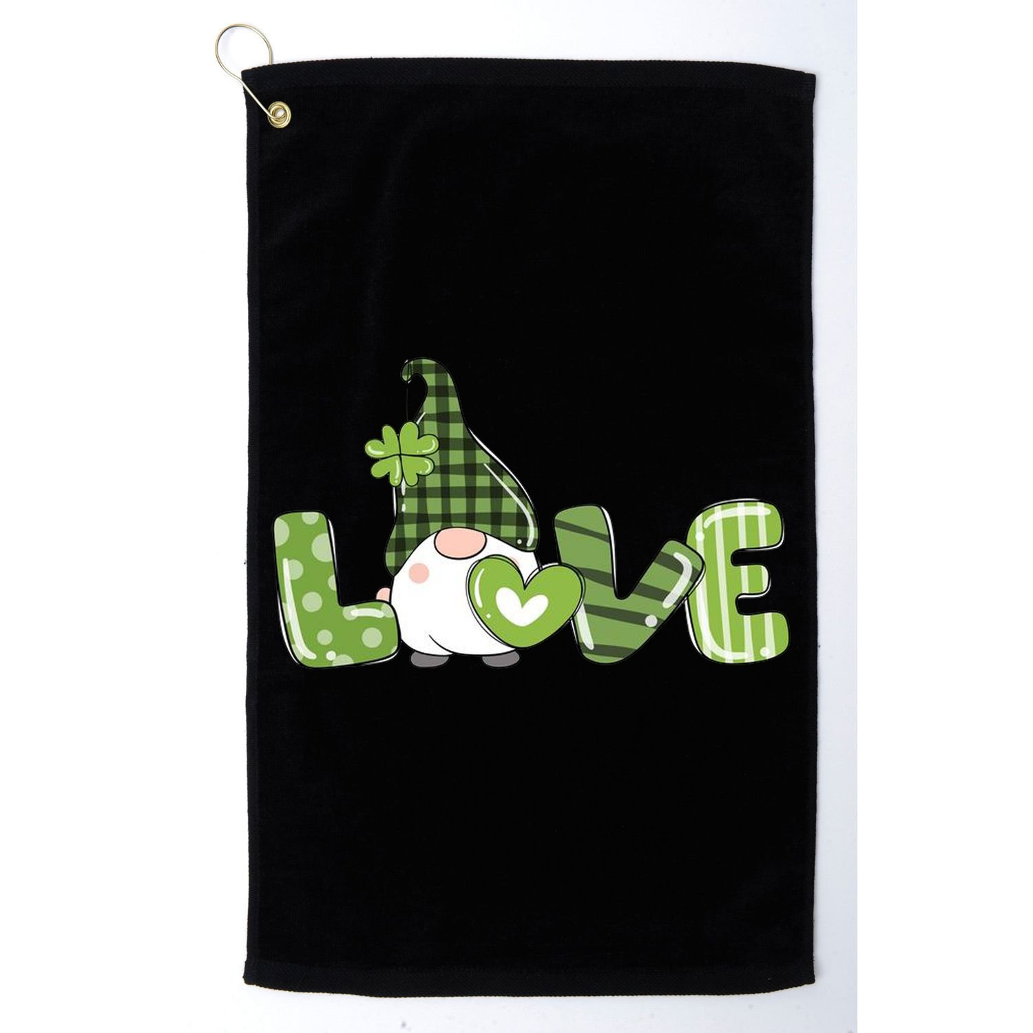 Love Irish Gnome Cute St Patricks Day Golf Towel