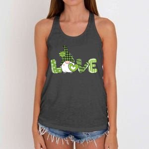 Love Irish Gnome Cute St Patricks Day Women's Knotted Racerback Tank