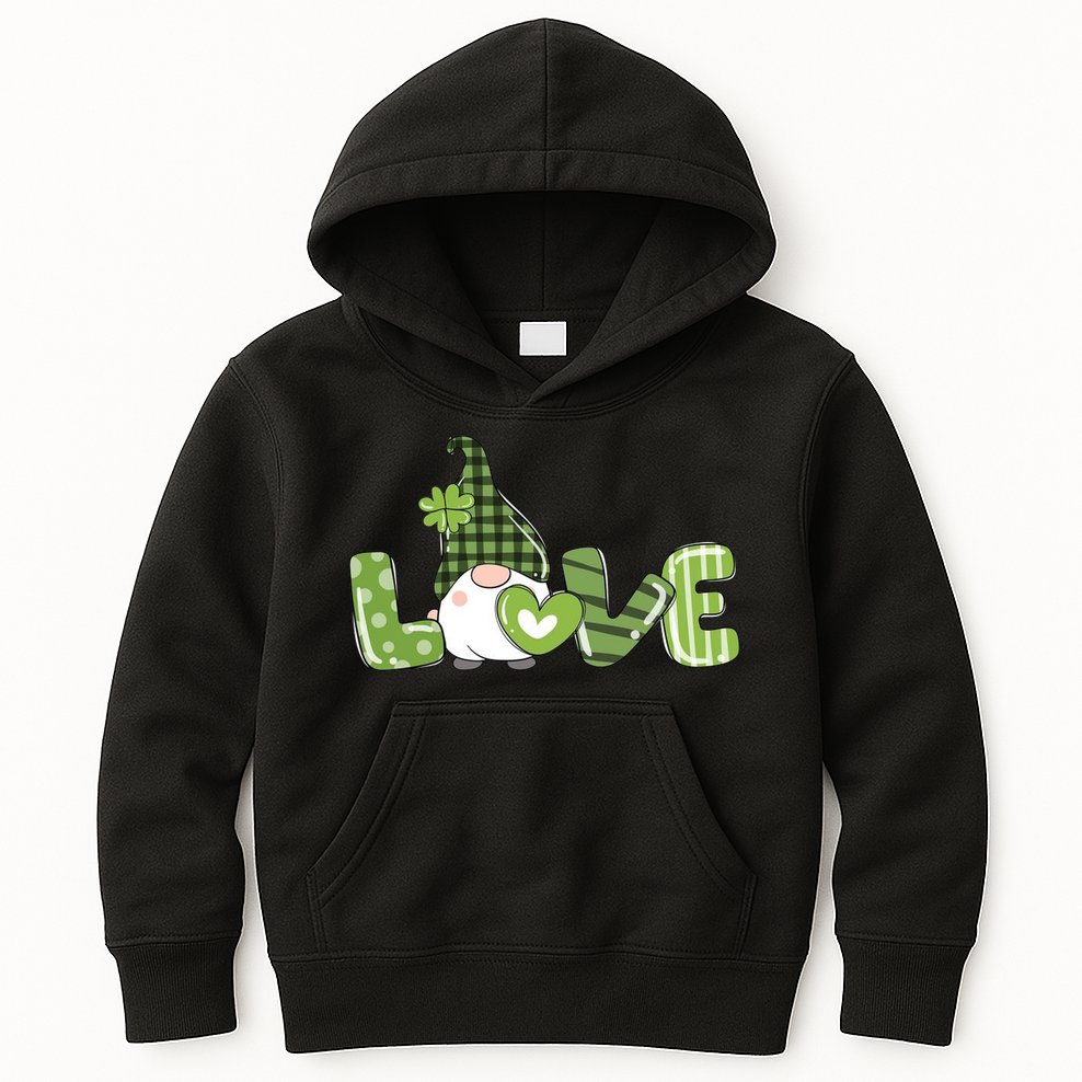 Love Irish Gnome Cute St Patricks Day Kids Hoodie