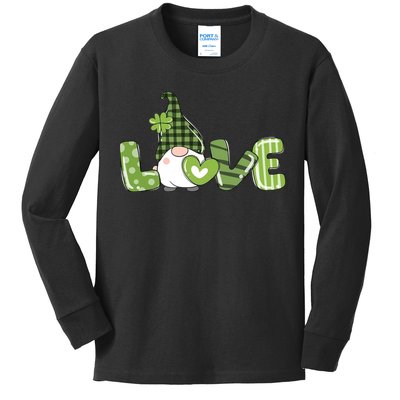 Love Irish Gnome Cute St Patricks Day Kids Long Sleeve Shirt