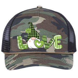 Love Irish Gnome Cute St Patricks Day Retro Rope Trucker Hat Cap