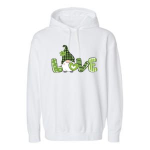 Love Irish Gnome Cute St Patricks Day Garment-Dyed Fleece Hoodie