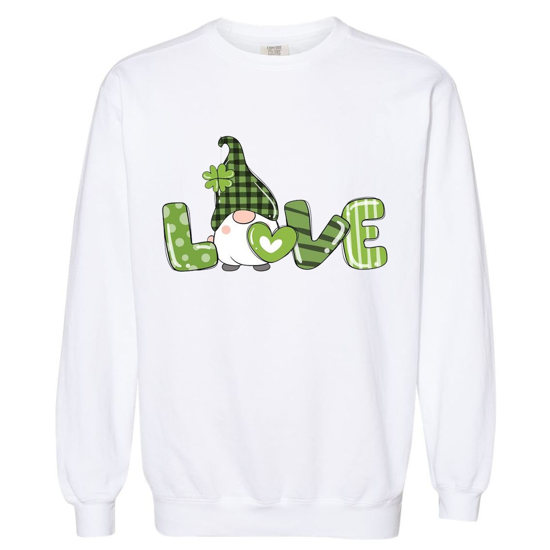 Love Irish Gnome Cute St Patricks Day Garment-Dyed Sweatshirt