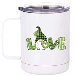 Love Irish Gnome Cute St Patricks Day 12 oz Stainless Steel Tumbler Cup