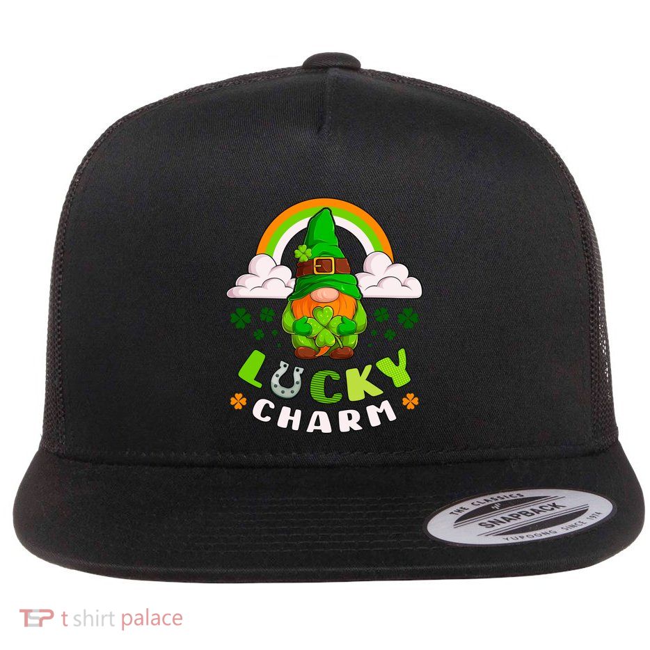 Lucky Irish Gnome St Patricks Day Gnome Irish Rainbow Gift Flatbill Hat