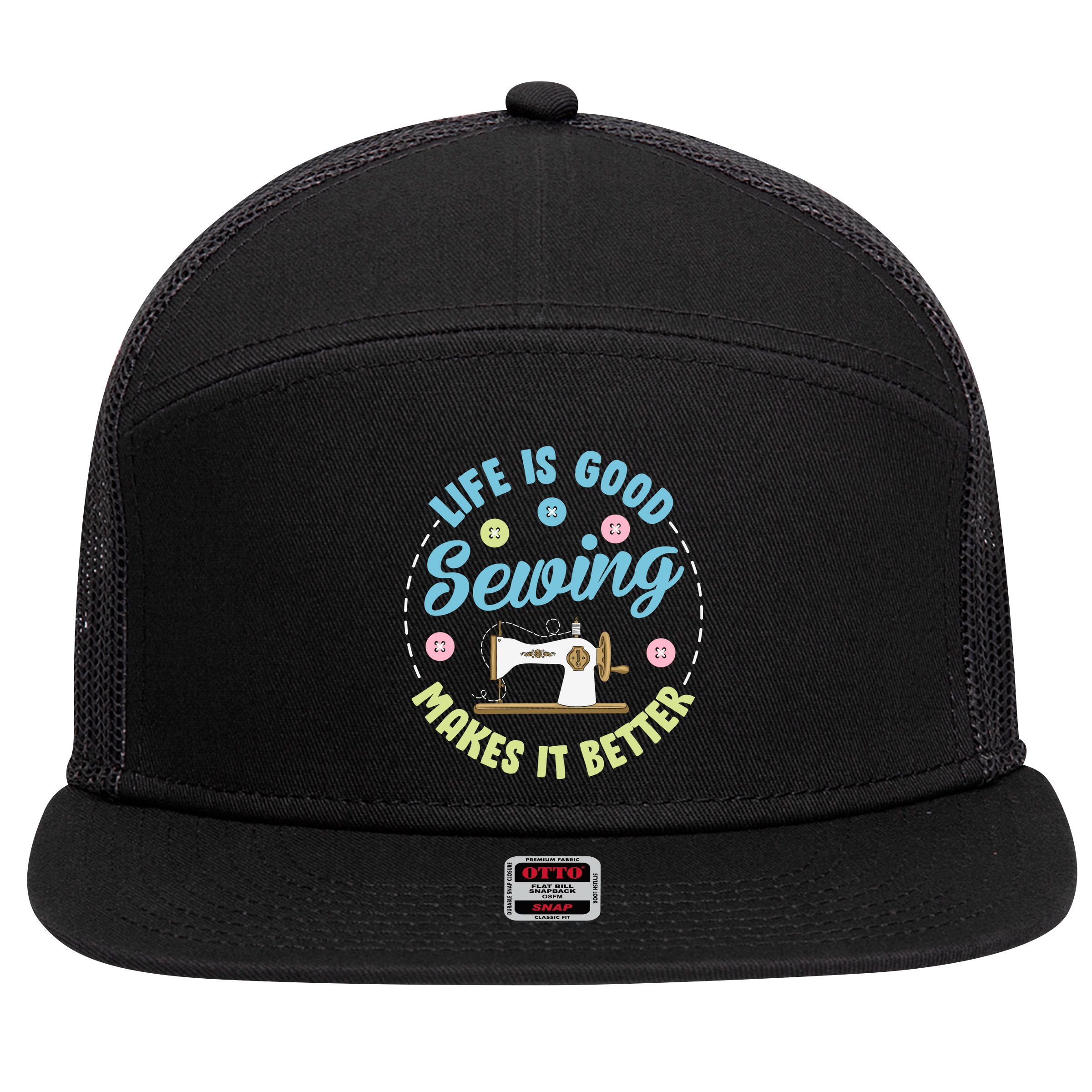 Life Is Good Sewing Makes 7 Panel Mesh Trucker Snapback Hat