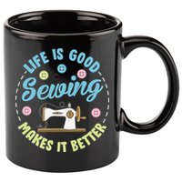 Life Is Good Sewing Makes 11oz C Handle Ceramic Mug