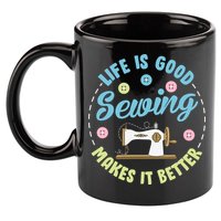 Life Is Good Sewing Makes 11oz C Handle Ceramic Mug