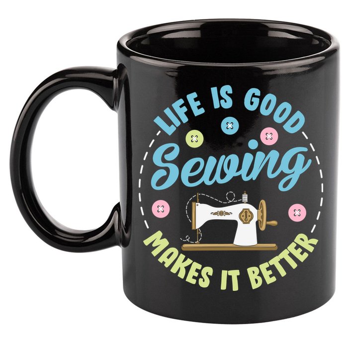 Life Is Good Sewing Makes 11oz C Handle Ceramic Mug