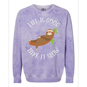 Life Is Good Take It Cute Sloth Colorblast Crewneck Sweatshirt