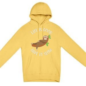 Life Is Good Take It Cute Sloth Premium Pullover Hoodie