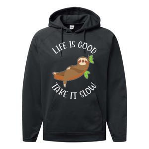 Life Is Good Take It Cute Sloth Performance Fleece Hoodie