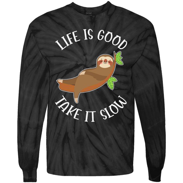 Life Is Good Take It Cute Sloth Tie-Dye Long Sleeve Shirt