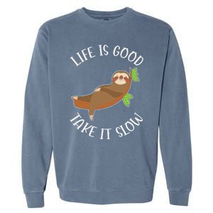 Life Is Good Take It Cute Sloth Garment-Dyed Sweatshirt