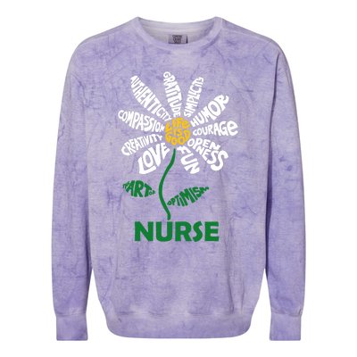 Life Is Good Nurse Flower The Art Of Optimism Colorblast Crewneck Sweatshirt